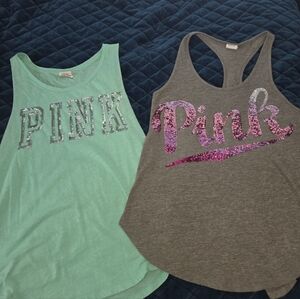 PINK Victoria's Secret Sequin Tank Top Bundle - Mint and Charcoal